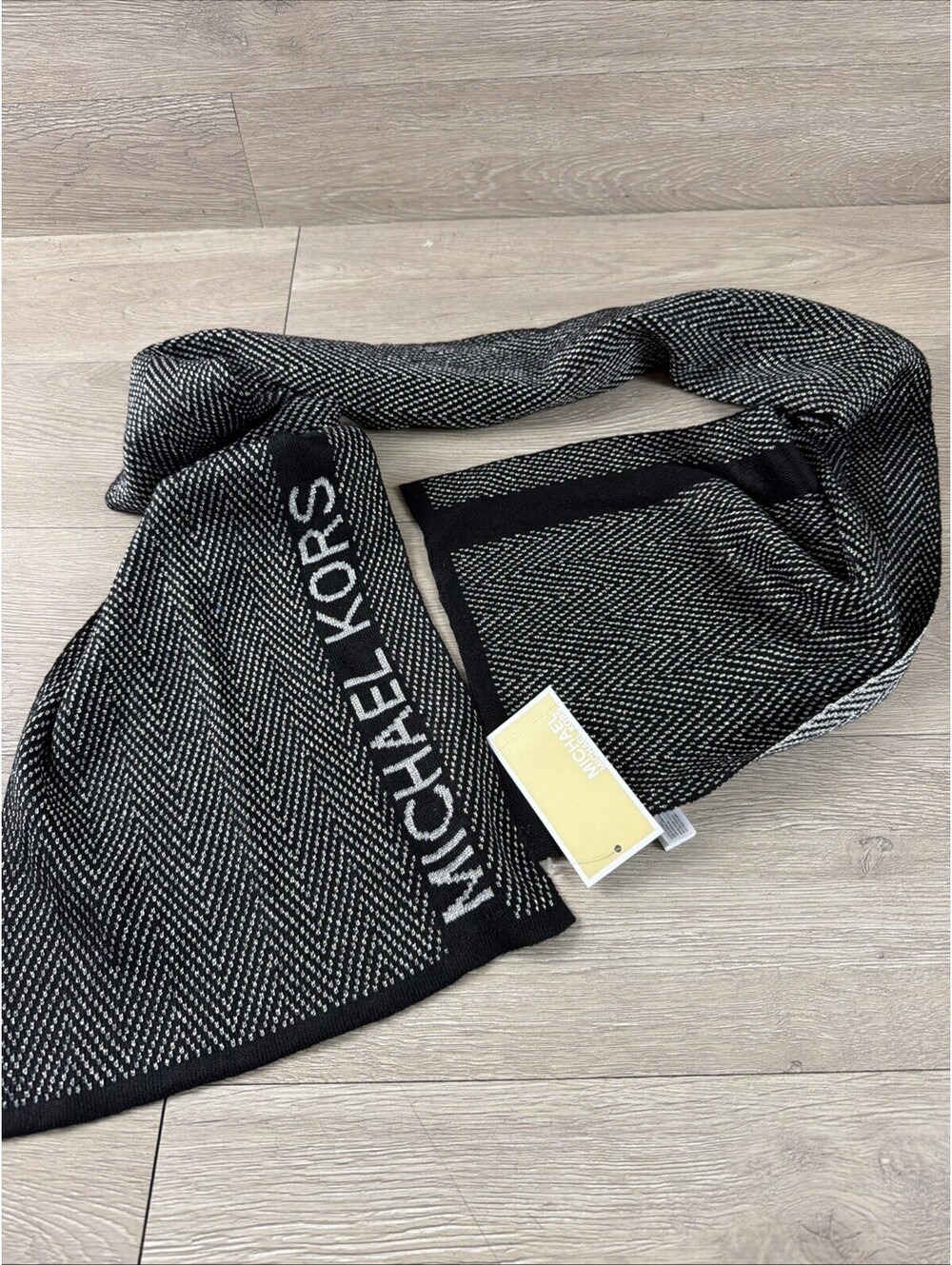 Michael Kors Scarf Womens One Size Shiny MK Logo Metallic Knit NWT
